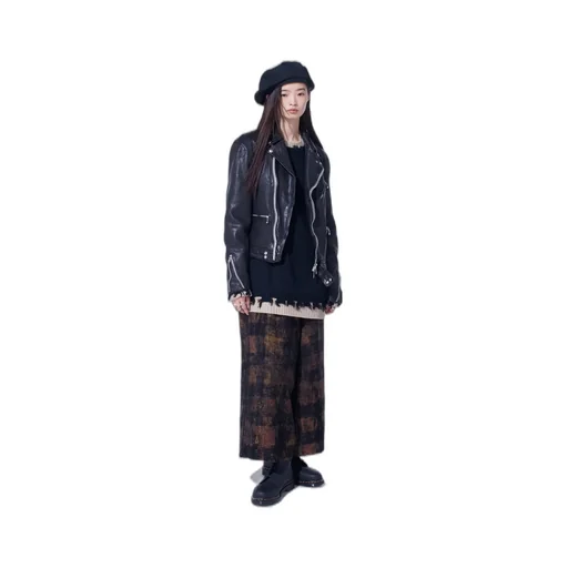 Check Jacquard Wide Sarouel Pants