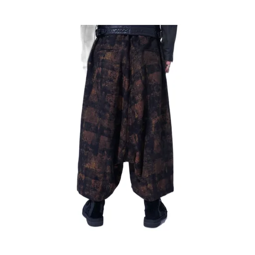 Check Jacquard Wide Sarouel Pants
