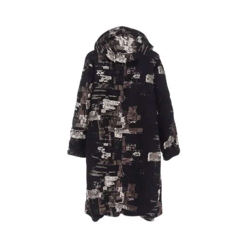Patchwork Cut Jacquard Hooded Coat