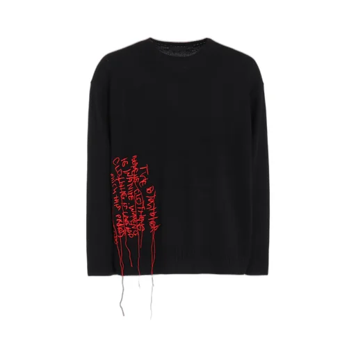 7G Wool-Blend Intarsia Message Pullover