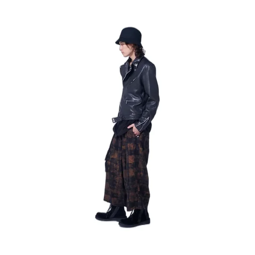Check Jacquard Wide Sarouel Pants