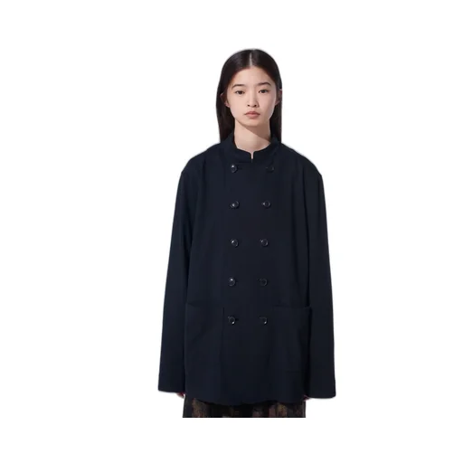 Cotton Jersey Stand Collar Double Jacket