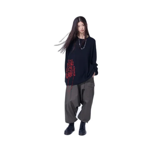 7G Wool-Blend Intarsia Message Pullover