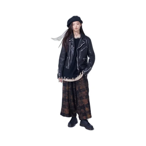 Check Jacquard Wide Sarouel Pants