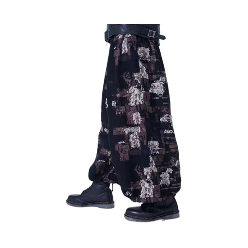 Patchwork Cut Jacquard Balloon Pants