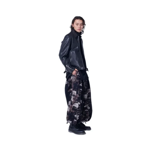 Patchwork Cut Jacquard Balloon Pants