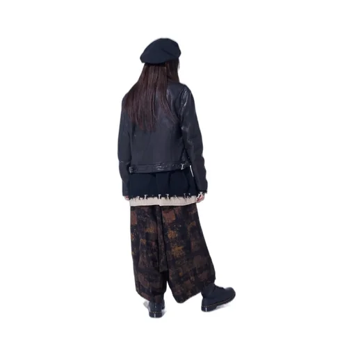 Check Jacquard Wide Sarouel Pants