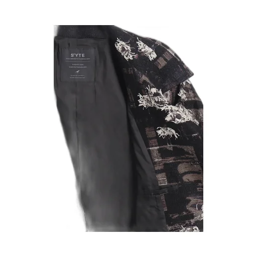 Patchwork Cut Jacquard Pocket Half Coat