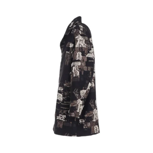 Patchwork Cut Jacquard Pocket Half Coat