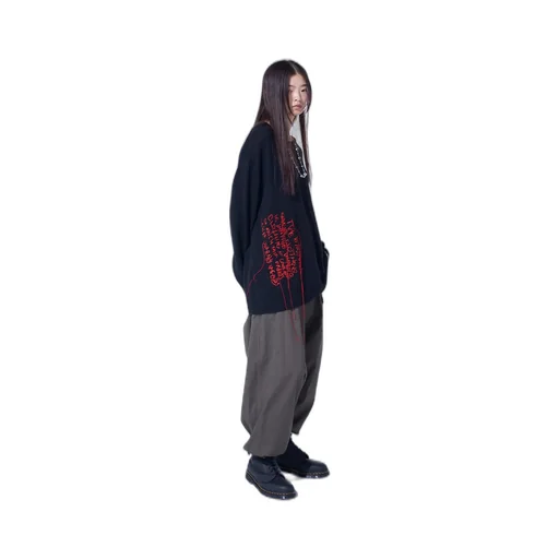 7G Wool-Blend Intarsia Message Pullover