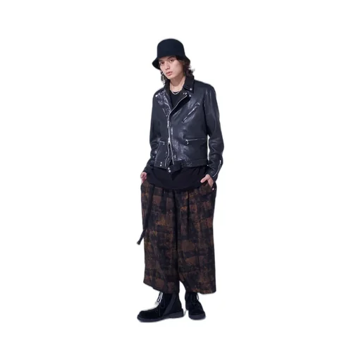 Check Jacquard Wide Sarouel Pants