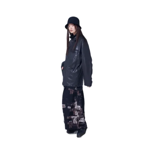 Patchwork Cut Jacquard Balloon Pants