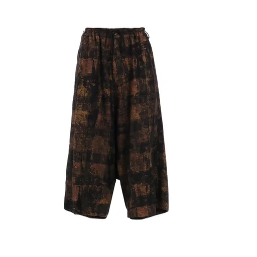 Check Jacquard Wide Sarouel Pants