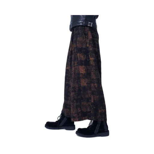 Check Jacquard Wide Sarouel Pants