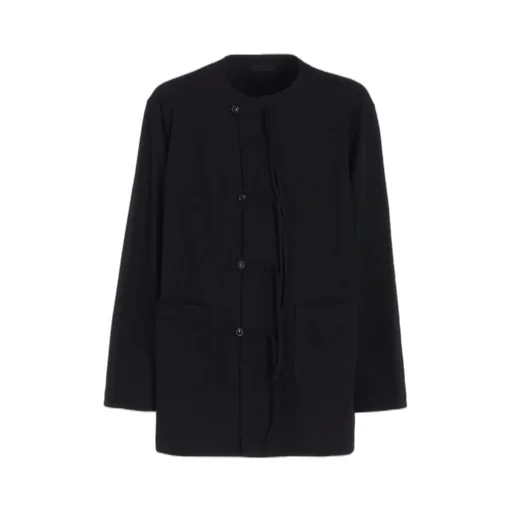 Cotton Jersey No-Collar Loop Cardigan