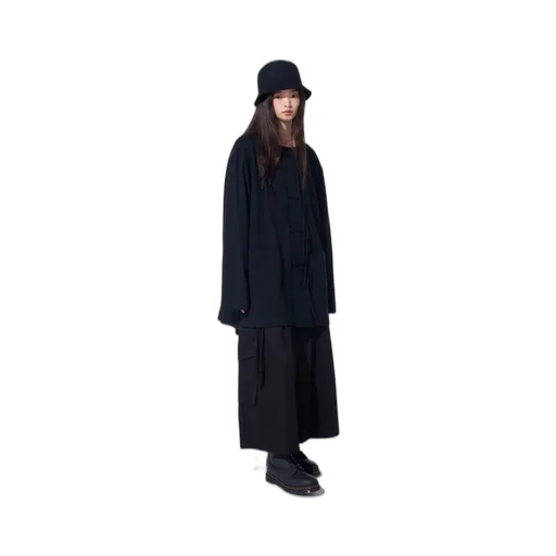 Cotton Jersey No-Collar Loop Cardigan