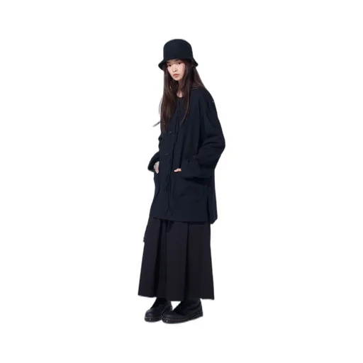 Cotton Jersey No-Collar Loop Cardigan