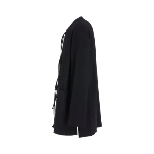 Cotton Jersey No-Collar Loop Cardigan