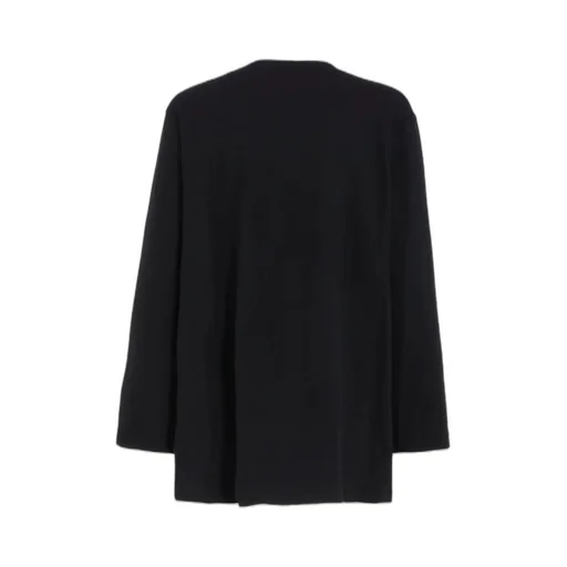 Cotton Jersey No-Collar Loop Cardigan
