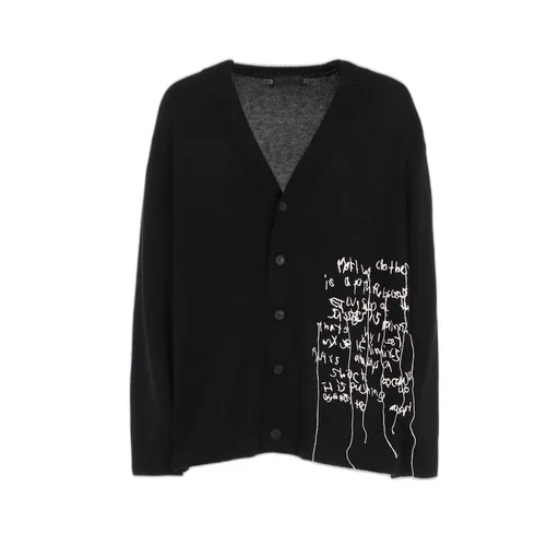 7G Wool-Blend Intarsia Message Cardigan