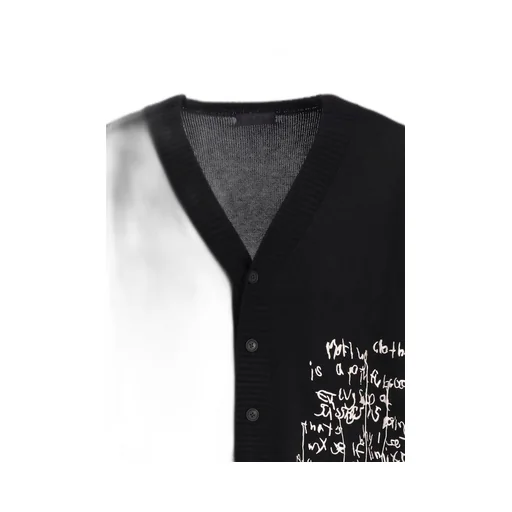 7G Wool-Blend Intarsia Message Cardigan