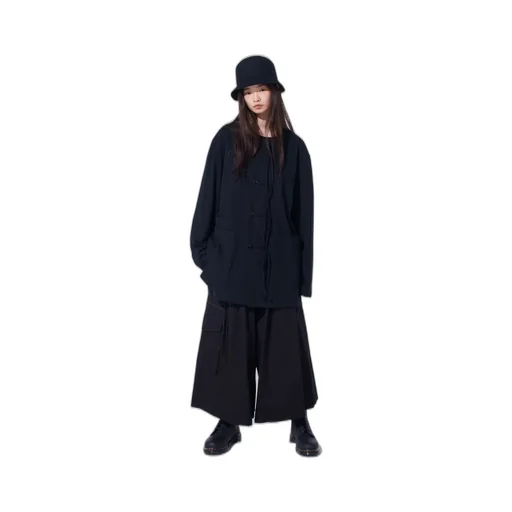 Cotton Jersey No-Collar Loop Cardigan