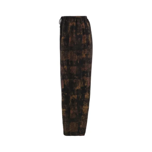 Check Jacquard Waist-String Wide Pants