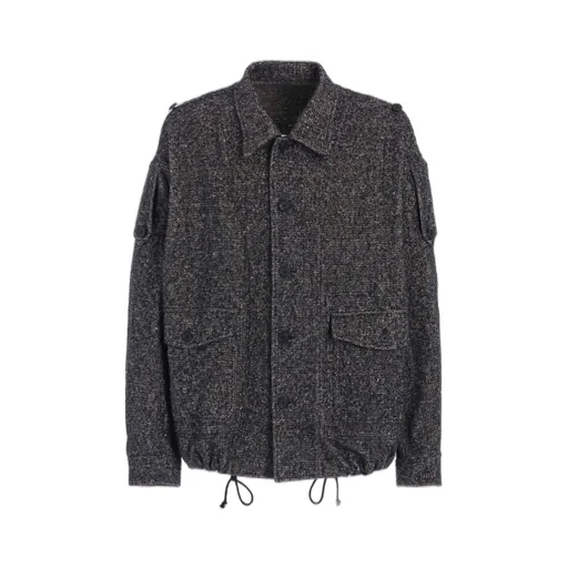 Brushed Twill Needle Punch Epaulette Oversized Blouson