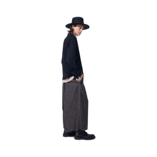 Brushed Twill Needle Punch Elastic Hakama Pants
