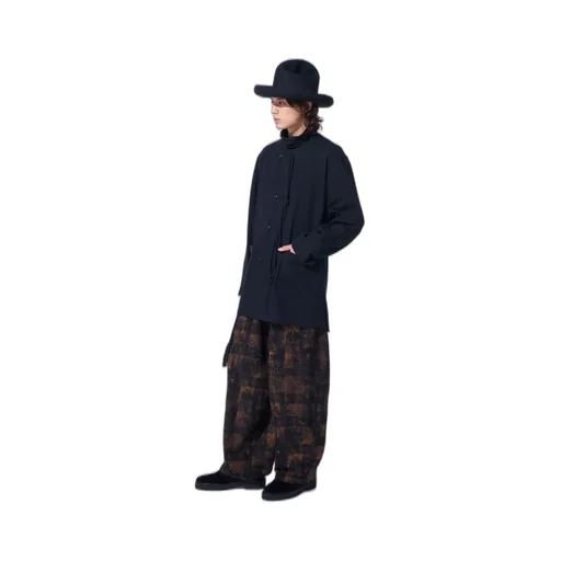 Check Jacquard Waist-String Wide Pants