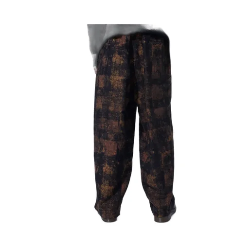 Check Jacquard Waist-String Wide Pants
