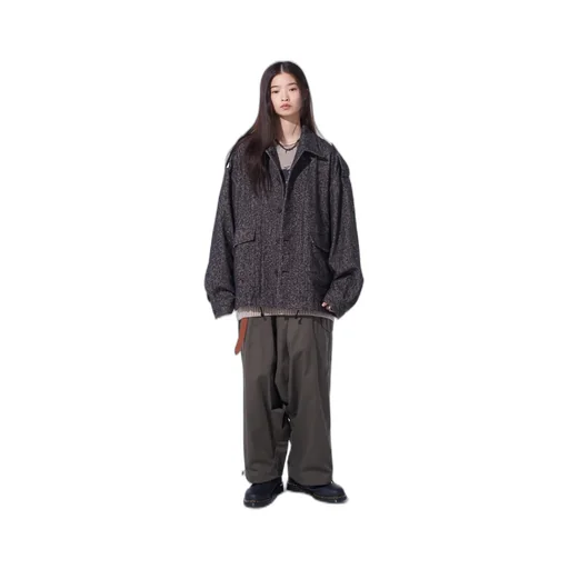 Brushed Twill Needle Punch Epaulette Oversized Blouson