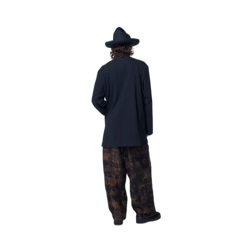 Check Jacquard Waist-String Wide Pants