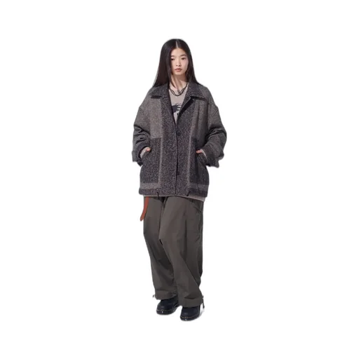 Brushed Twill Needle Punch Epaulette Oversized Blouson
