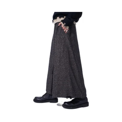 Brushed Twill Needle Punch Elastic Hakama Pants