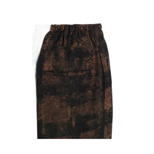 Check Jacquard Waist-String Wide Pants