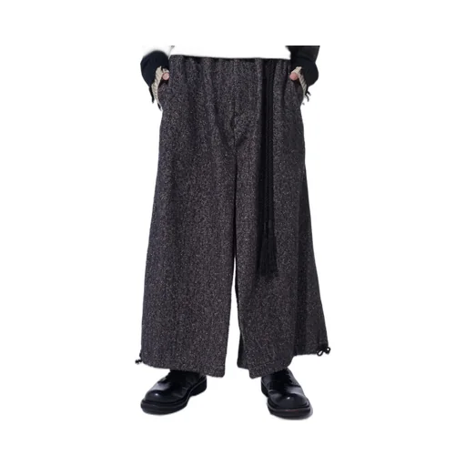 Brushed Twill Needle Punch Elastic Hakama Pants