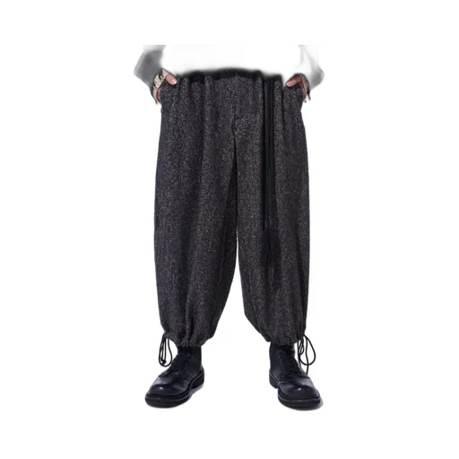 Brushed Twill Needle Punch Elastic Hakama Pants