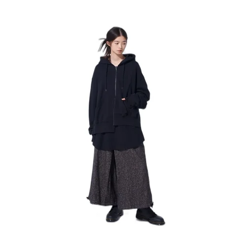 French Terry Asymmetrical Zip-Up Hoodie