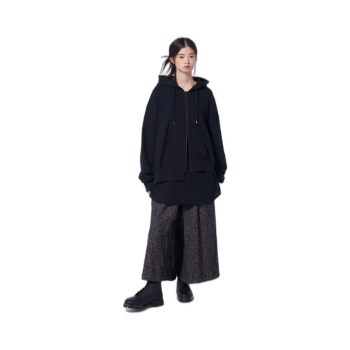 French Terry Asymmetrical Zip-Up Hoodie
