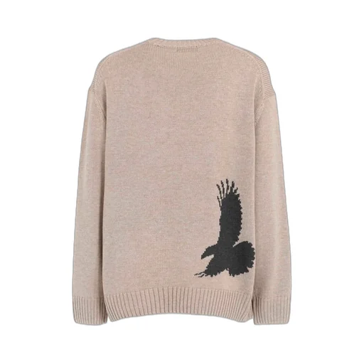 7G Wool-Blend Intarsia Crow-Pattern Pullover