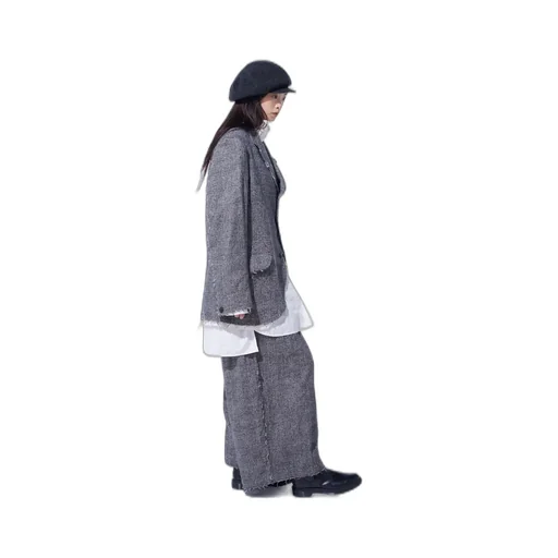 Glen Check Cut-Out Hem Jacket
