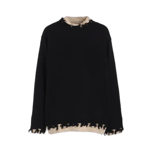 Corpilon Bulky Wool Color-Blocked Damage Pullover