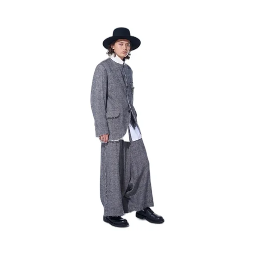 Glen Check Cut-Out Hem Jacket