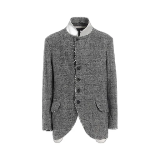 Glen Check Cut-Out Hem Jacket