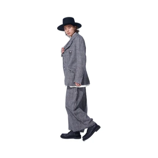 Glen Check Cut-Out Hem Jacket