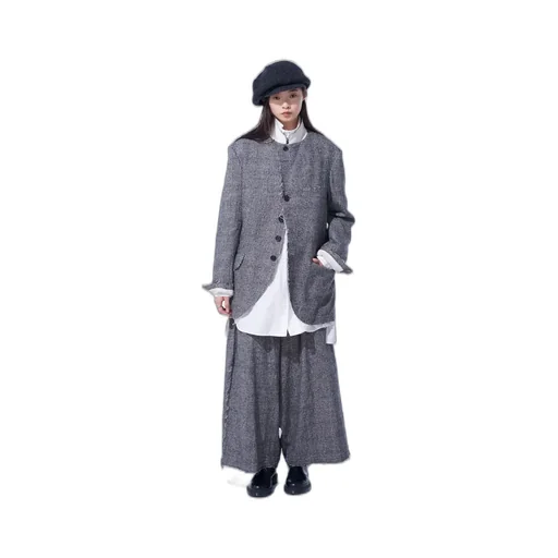 Glen Check Cut-Out Hem Jacket