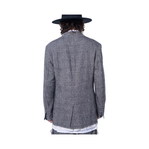 Glen Check Cut-Out Hem Jacket