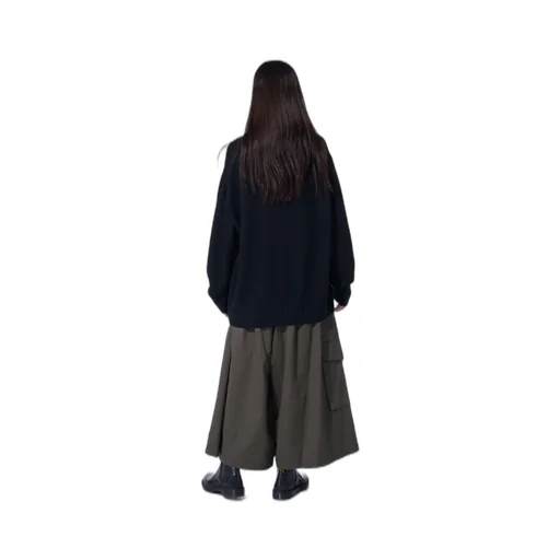 7G Wool-Blend Intarsia Crow-Pattern High Neck Knit