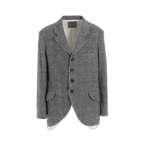 Glen Check Cut-Out Hem Jacket